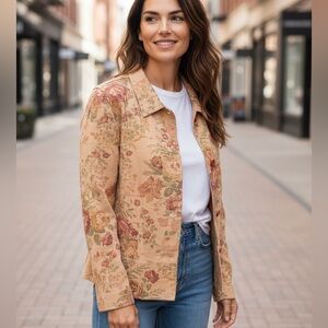 Coldwater Creek | Cottage Core Floral Linen Blend Blazer